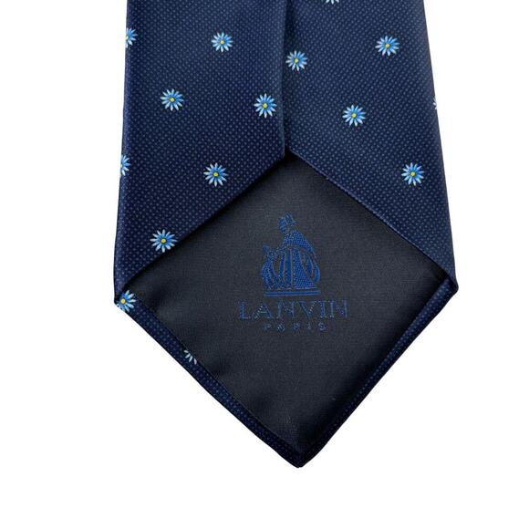 Lanvin Paris Silk Tie Floral Navy - Picture 2 of 2